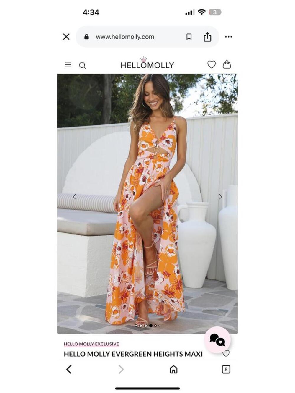 NWT Hello Molly Evergreen Heights Slit Leg Maxi Dress Orange Floral Women’s XS - Picture 13 of 15